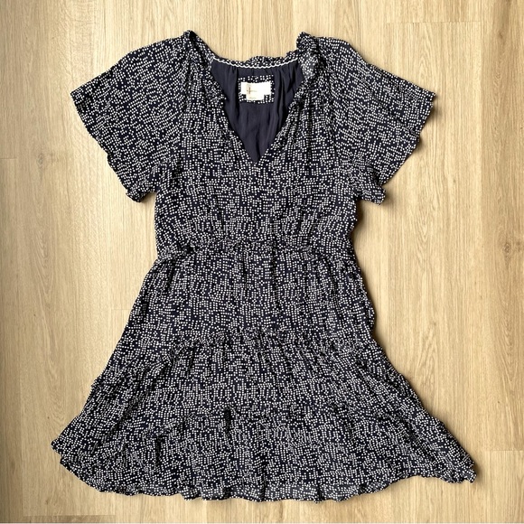 ⭐️Anthropologie Women’s Mini Babydoll Dress with white polka dots 🤍 Size Small - Picture 2 of 10